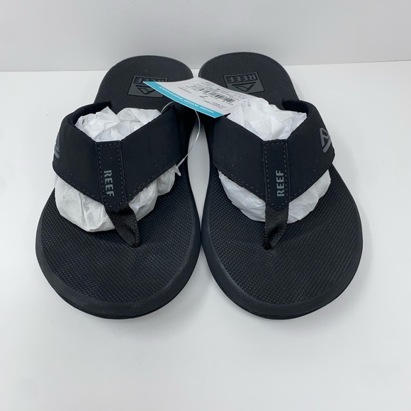 REEF Men’s Phantoms Black Open Toe Flip Flop Sandals High Arc Support Size 7 New - Picture 2 of 9